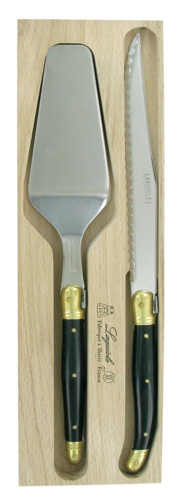 Elegant brass and stainless steel cake slice server set, featuring ergonomic handles for easy serving and vintage charm.