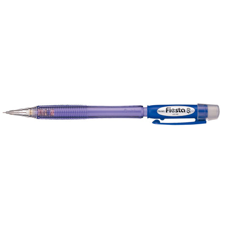 Set of 12 Pentel Fiesta mechanical pencils with blue barrels, featuring 0.5mm lead and built-in erasers for precise writing.