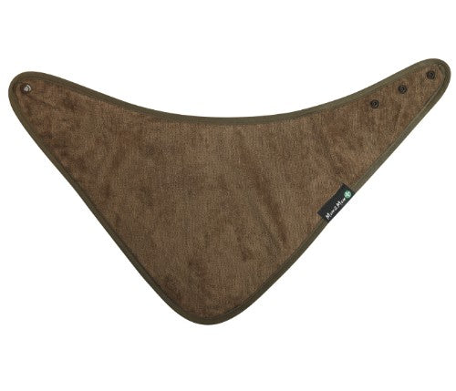 Stylish chocolate adult bandana, made from 100% cotton, extra-absorbent, stain resistant, adjustable, and waterproof.