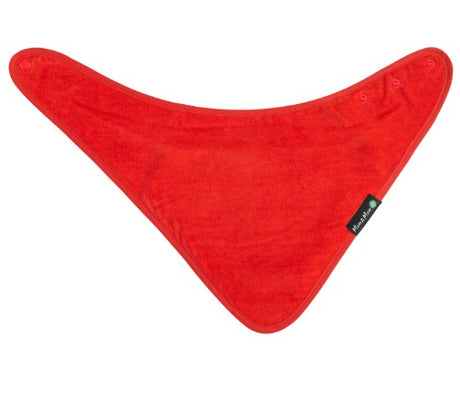 Vibrant red adult bandana made from 100% cotton, featuring extra-absorbent fabric and adjustable dome options for comfort.