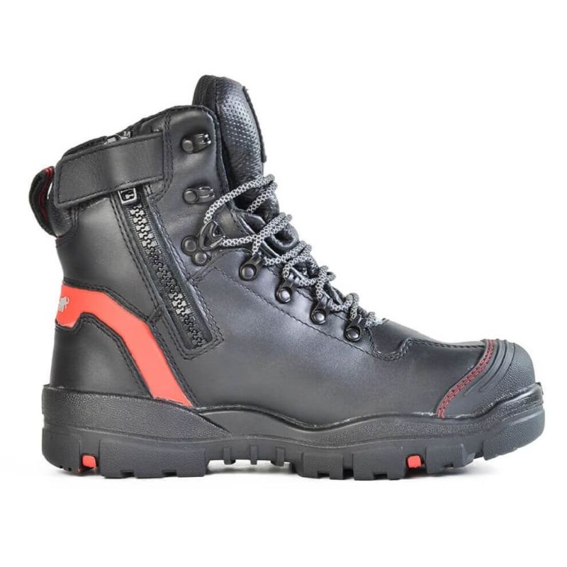 Bata Anchor Zip Sided Black safety boot UK 6, featuring composite toe, full grain leather, and slip-resistant outsole for work safety.