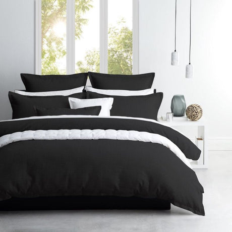 Luxurious Platinum ASCOT GRANITE quilt cover set featuring textured waffle weave, tailored flange, and matching pillowcases.