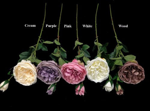 Lifelike Wood David Austin Rose Stem, perfect for elegant floral arrangements and versatile home decor.