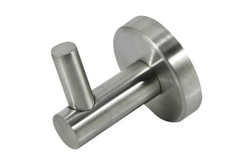 Satin stainless steel Brescia robe hook, 304SS; stylish, durable, modern design for hanging robes and towels.
