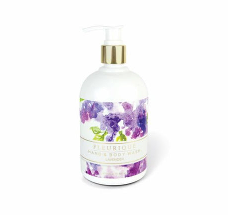 Fleurique Lavender Hand & Body Wash in a 457ml bottle, featuring natural ingredients for soothing, fragrant cleansing.