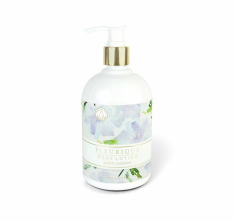 Luxurious Fleurique Body Lotion with white jasmine, jojoba oil, and aloe vera for hydrating, soft, and fragrant skin.