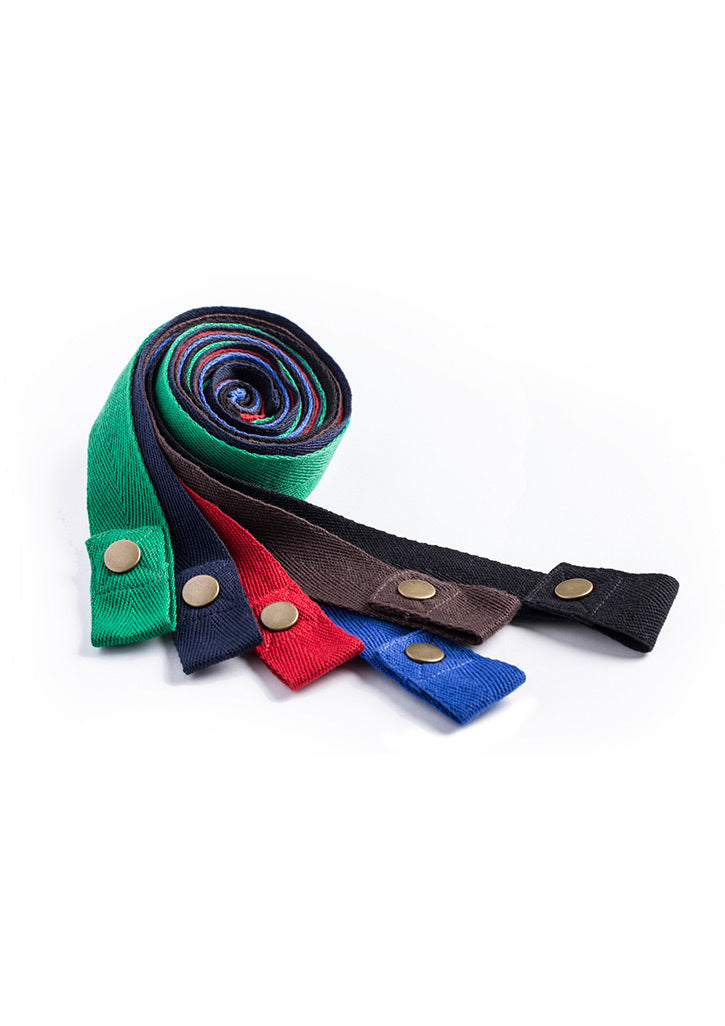 Unisex Kelly Green waist straps from Biz Collection with antique brass fittings, 90cm length, ideal for versatile and stylish use.