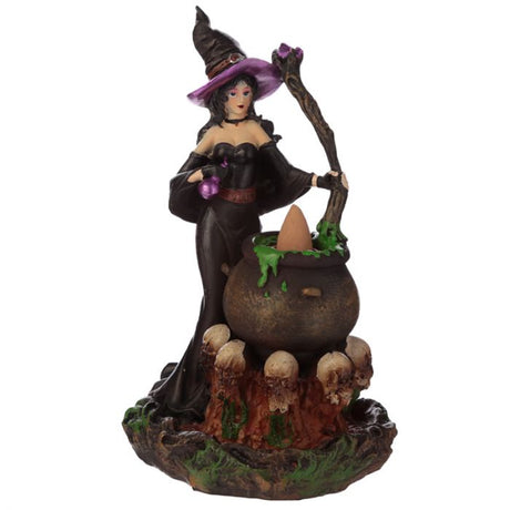 Witches Cauldron Backflow Incense Burner, 19cm tall, creates enchanting waterfall smoke for relaxation and spiritual ambiance.