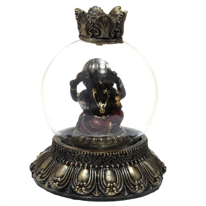 Ganesh Globe Backflow Incense Burner featuring intricate designs and a soothing waterfall of aromatic smoke.