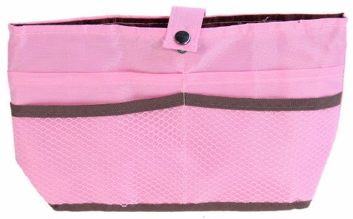 Handbag organiser made of durable polyester, measuring 26.5x16x8cm, featuring multiple pockets for essentials.