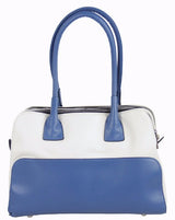 Two Tone Handbag in blue and black, featuring durable YKK zips and stylish design, perfect for any occasion.