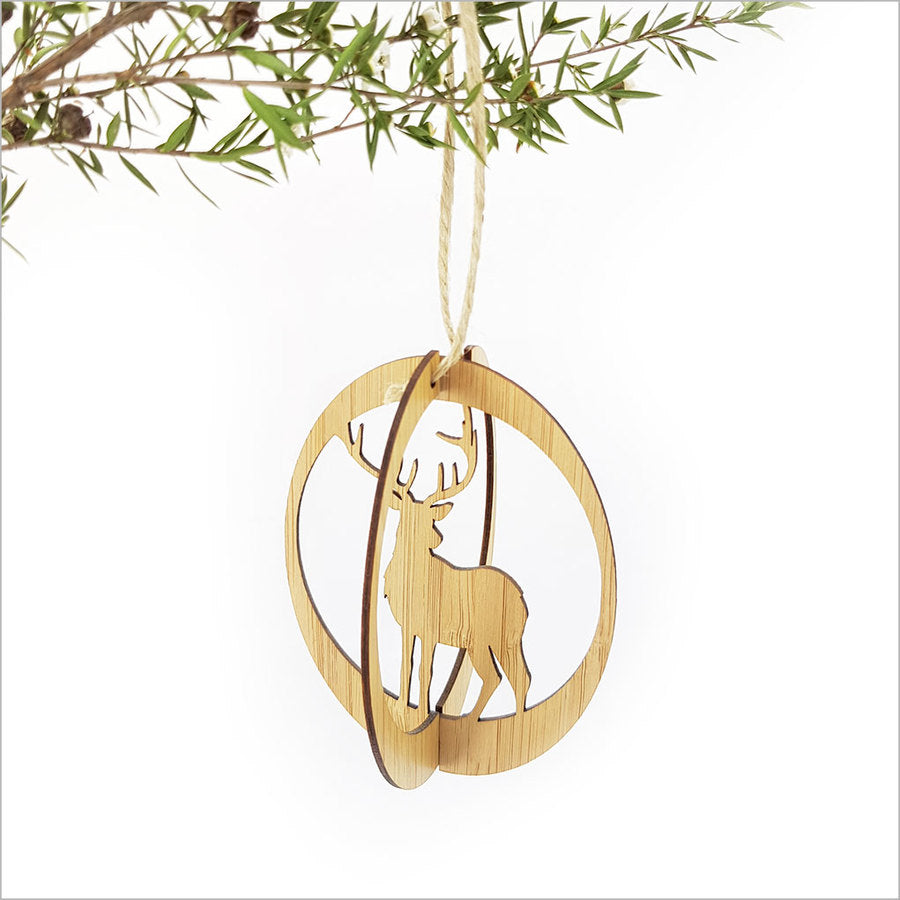 Elegant bamboo stag ornament, 75 x 100 mm, perfect for indoor/outdoor decor and eco-friendly home accents.