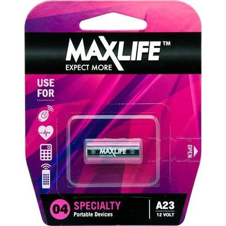 Alkaline LR-23A 12 Volt batteries offering long-lasting power for devices like remotes, cameras, and smoke detectors.