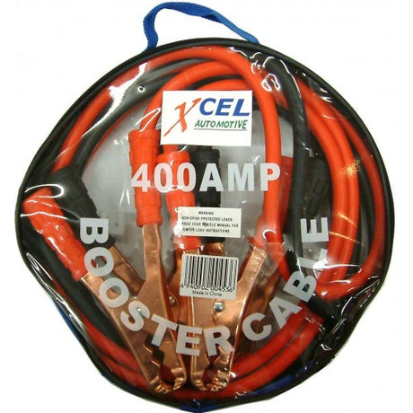 Heavy-duty battery booster leads, 400amp, 2.5 metres long, designed for safe and efficient jump-starting of vehicles.