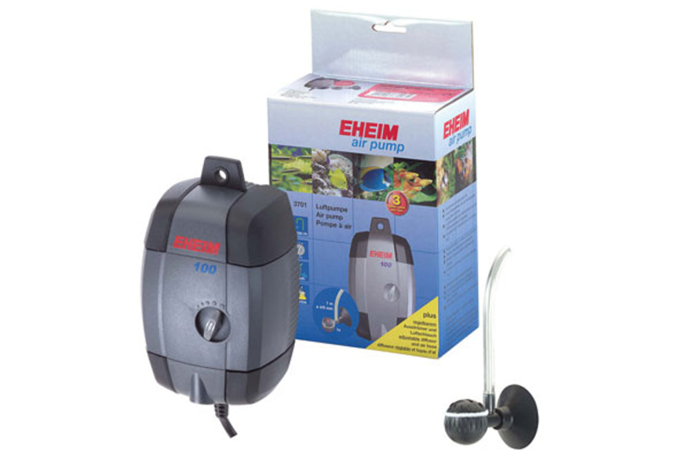 Eheim Air Pump 100 l/h: Quiet, energy-efficient air pump with adjustable twin outlets for optimal aquarium oxygenation.