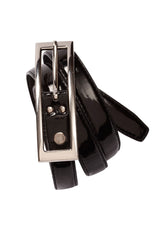 Ladies Semi-Patent Belt in black, size 20, showcasing a stylish design perfect for enhancing any outfit.