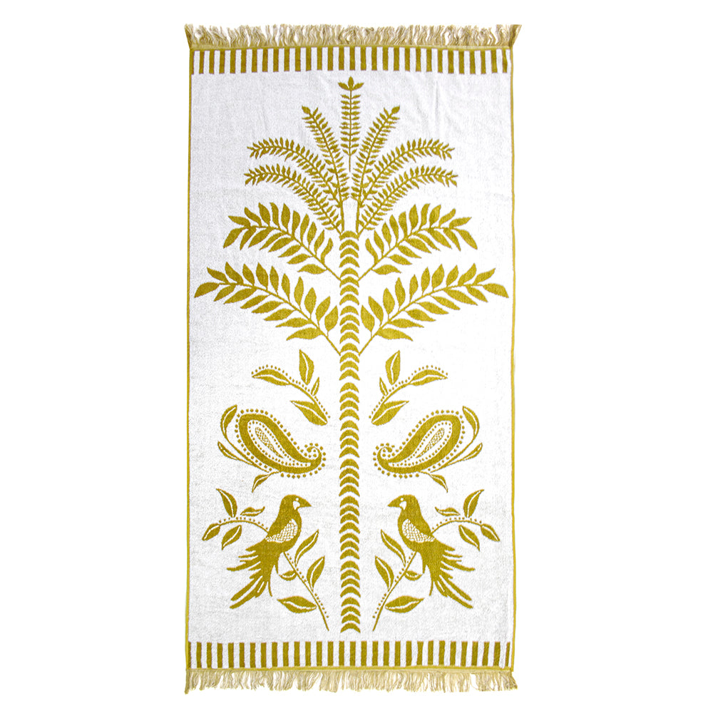 Luxurious Playa Beach Towel, oversized 86x160 cm, soft cotton with velour finish and stylish fringing, perfect for beach days.