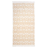 Luxurious Tamarindo Beach Towel in Egyptian cotton, oversized with velour finish, featuring chic fringing for stylish sunbathing.