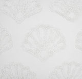 White Hydra Coverlet Set by Bambury featuring cotton tufted shell pattern, fringed edges, and comes with 2 pillowcases.