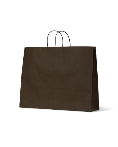 Budget Black Kraft Paper Bags in a carton of 200, featuring durable handles and eco-friendly design for stylish boutique packaging.