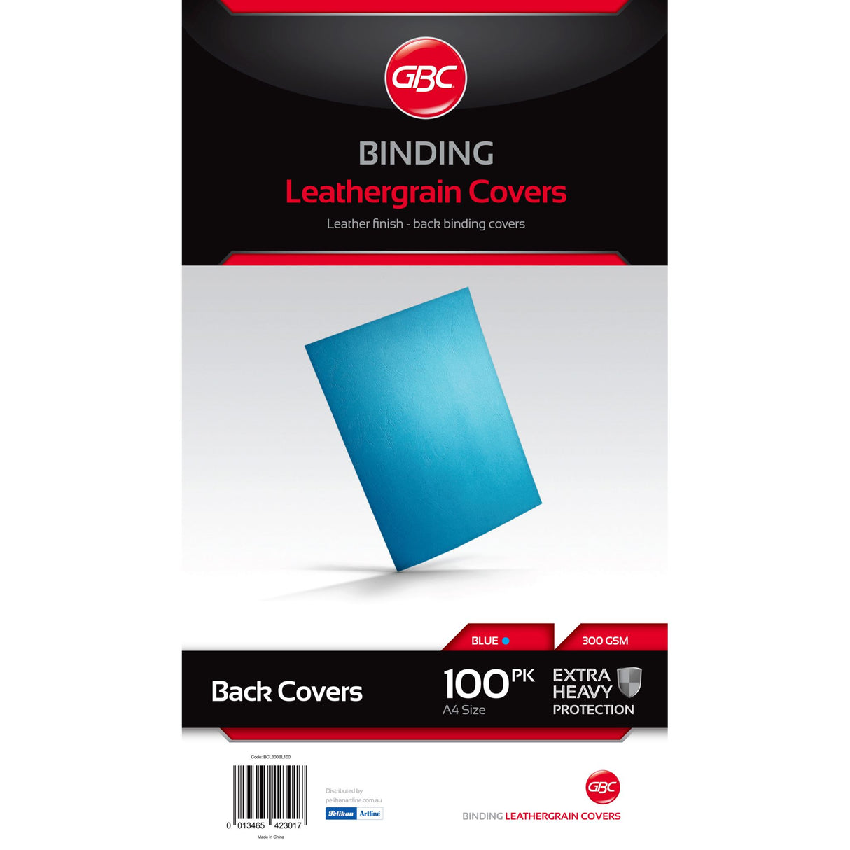 GBC A4 L/Grain Blue Binding Covers, 300GSM, embossed leather effect, perfect for professional reports and presentations.