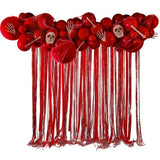 Bad Blood Red Halloween Balloon Arch Kit featuring various red balloons, streamers, and spooky decorations for festive displays.