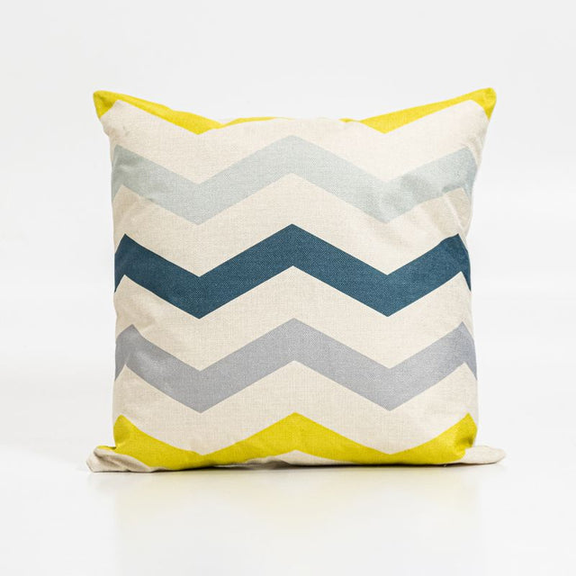 Yellow zig zag square cushion cover, adding modern style and vibrant color to any decor, perfect for sofas or beds.