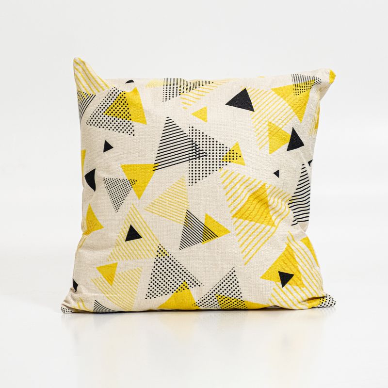 Harris Cushion Cover with vibrant yellow triangles, adding modern geometric flair to enhance any living space.