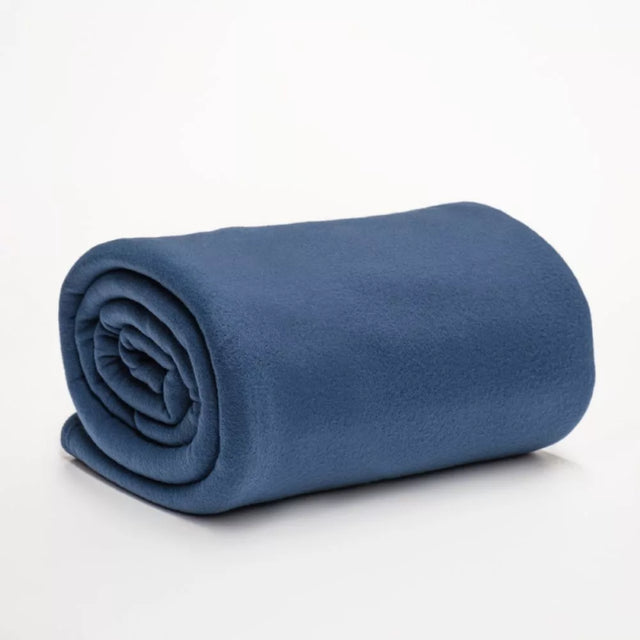 Luxurious navy polar fleece blanket (300gsm) for queen beds, offering exceptional softness and warmth, perfect for cozy nights.