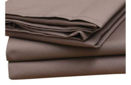 Taupe pillow slip made from a 50/50 cotton-polyester blend, featuring hemmed edges and a 220 thread count for comfort.