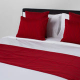 Luxurious reversible bed runner in Ruby with soft wave pattern, perfect for King Single beds, adds elegance and color.