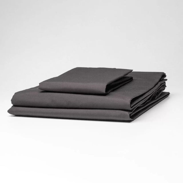 Charcoal fitted sheet for single beds, 50% cotton and 50% polyester, wrinkle-free, 160TC, easy care, 91x190x28 cm size.