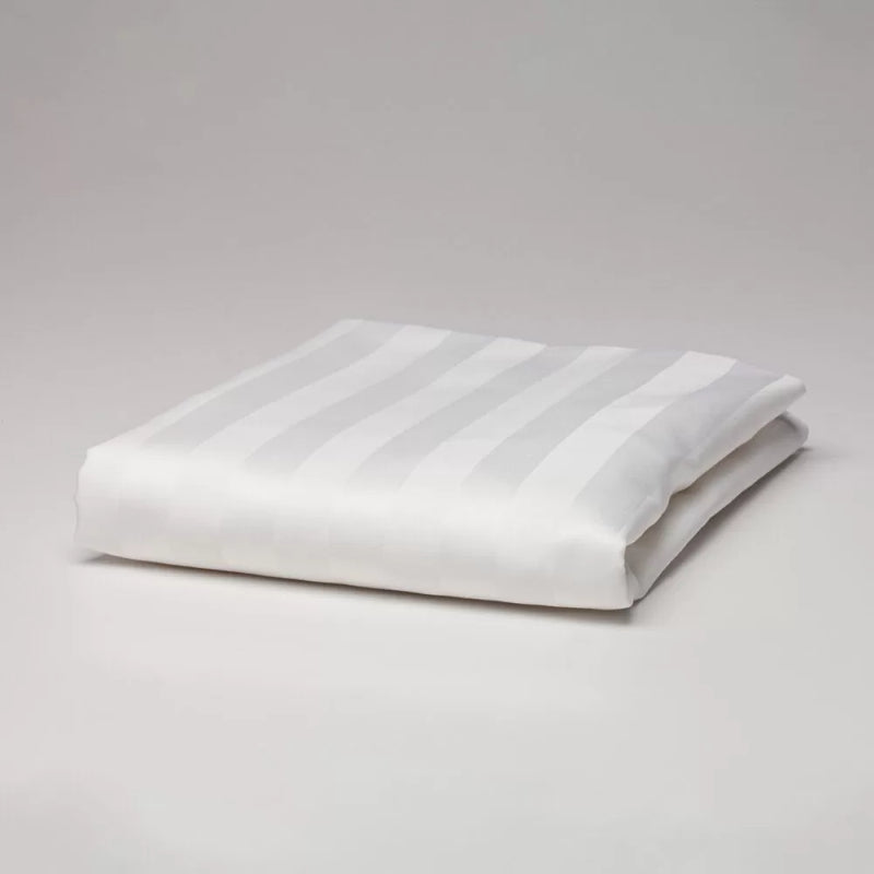 Luxurious Euro pillow slip with 20mm white sateen stripe, crafted from 50% cotton and 50% polyester for comfort and elegance.