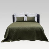 Luxurious quilted coverlet in fern color, made from Holland Velvet, perfect for King Single beds, lightweight yet warm.