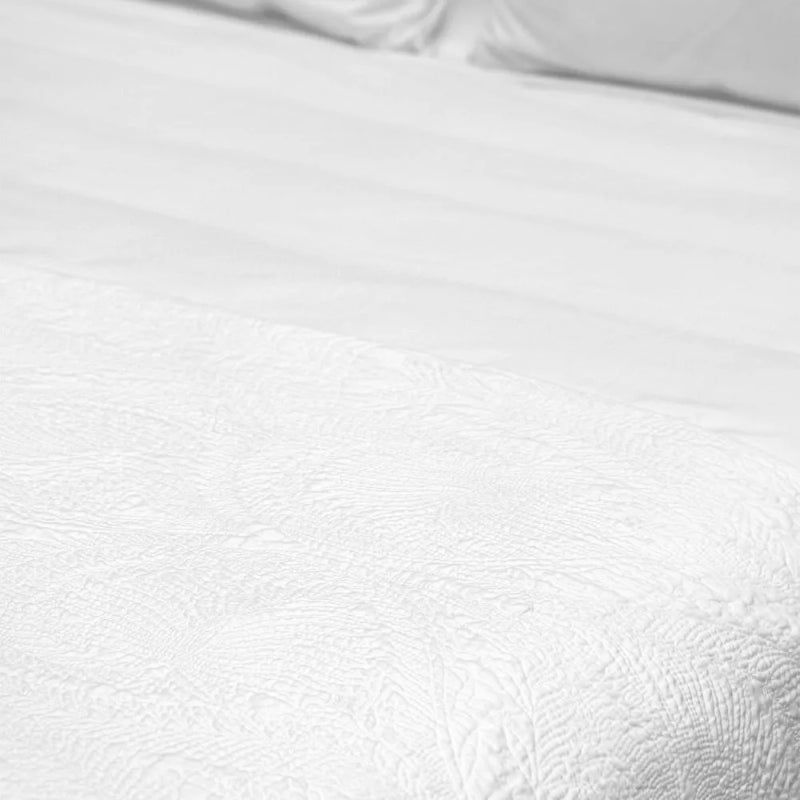 Luxurious DreamGreen Amora White bedcover for king single beds, featuring brushed microfiber and eco-friendly filling.