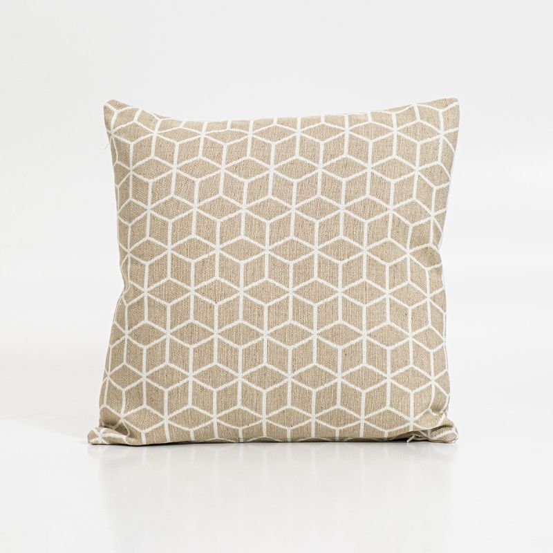 Harris Aztec cushion cover in white/beige with an intricate pattern, includes inner cushion, soft, durable, and machine washable.