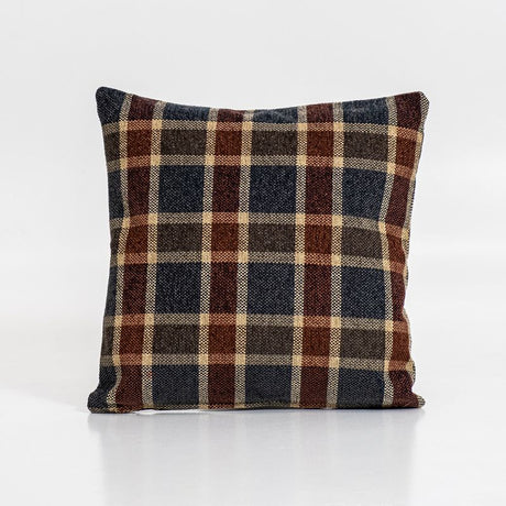 Harris Grid Cushion Cover in Red/Grey with plush inner, featuring a chic contemporary grid pattern for stylish home decor.