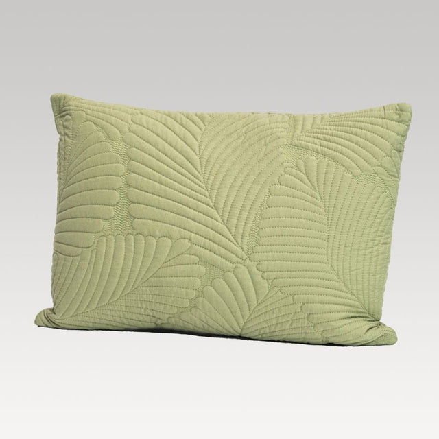 Sage oblong cushion cover with quilted design, 35x50cm, adds elegance and comfort to any home decor.