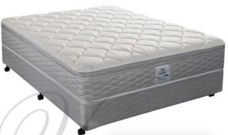 Luxurious Sealy Imperial Euro Double bed set with fire-retardant outer, deep cushioning foam, and 10-year guarantee.