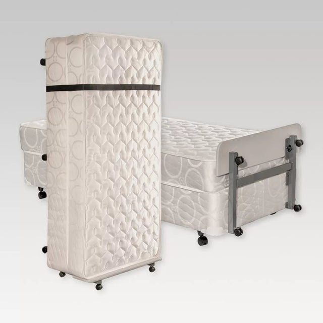 Compact Sealy Vertical Rollaway Motelier Bed (Single) with durable frame and smooth-rolling castors for easy mobility and storage.