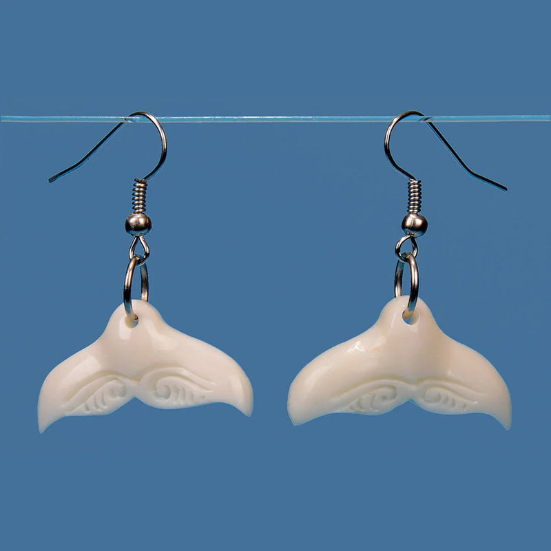 Earrings - Bone Whale Tail  - Kiwiana