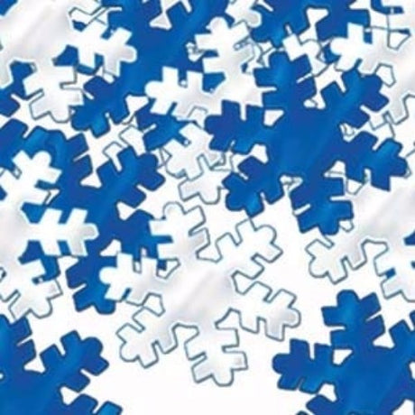 Dazzling blue and silver snowflake confetti, perfect for winter-themed celebrations and adding elegance to your decor.