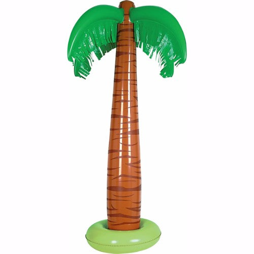 Inflatable 86cm palm tree decoration in vibrant colors, perfect for summer parties and tropical-themed events.