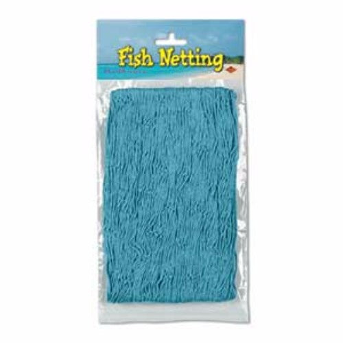 Teal fish netting measuring 1.2m x 3.65m, perfect for coastal decoration and event backdrops.