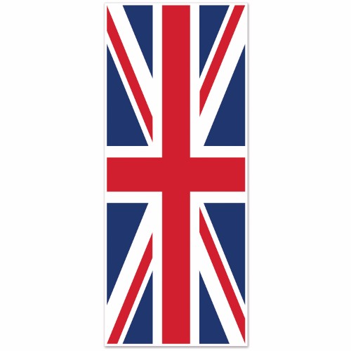 Vibrant Union Jack plastic door cover, 76cm x 1.83m, perfect for adding charm to any indoor or outdoor event.