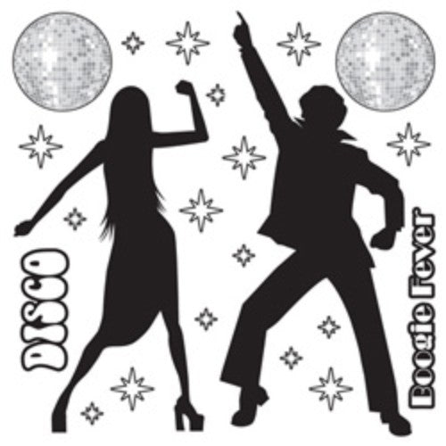 Vibrant pack of 22 disco props, featuring disco balls, dancers, and stars for 70's themed parties and celebrations.