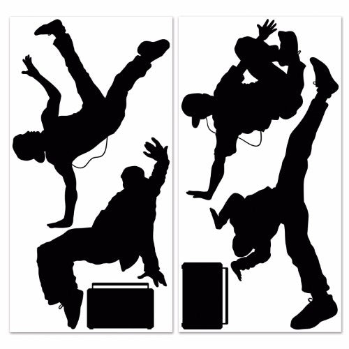 Insta-Theme Break Dancers & Boombox 80's Props - Pack of 6