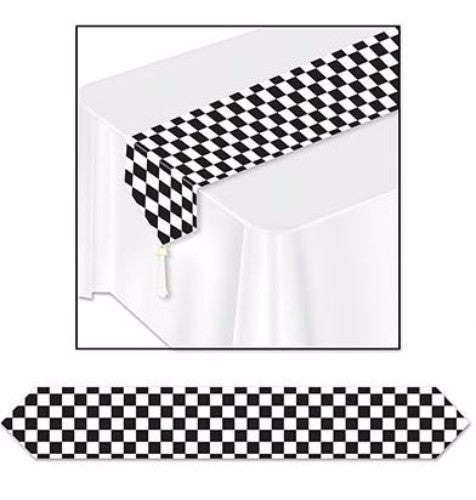 Checkered Table Runner Black & White 1.83m