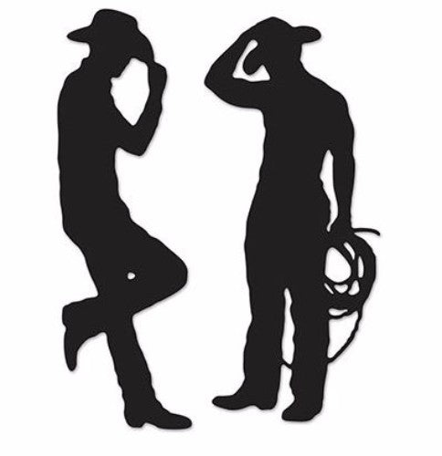 Western Cowboys Silhouettes Cutouts Black