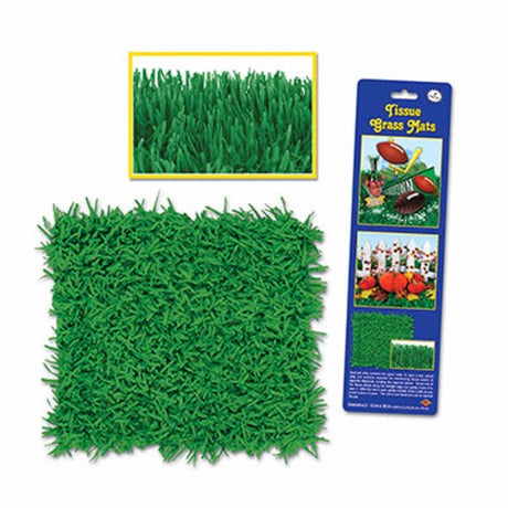 Green Tissue Grass Mat - Pack of 2, eco-friendly, vibrant green, 38cm x 76cm, perfect for crafting and event decor.